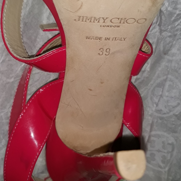 JIMMY CHOO “Louisa" Fuchsia Pink Strappy Platform Sandals Shoes Size 39 8.5M US - Picture 12 of 16